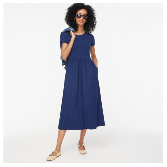 J. Crew Short Sleeve Lightweight Knit Mixy Dress Navy Size XS NWT - Picture 1 of 7